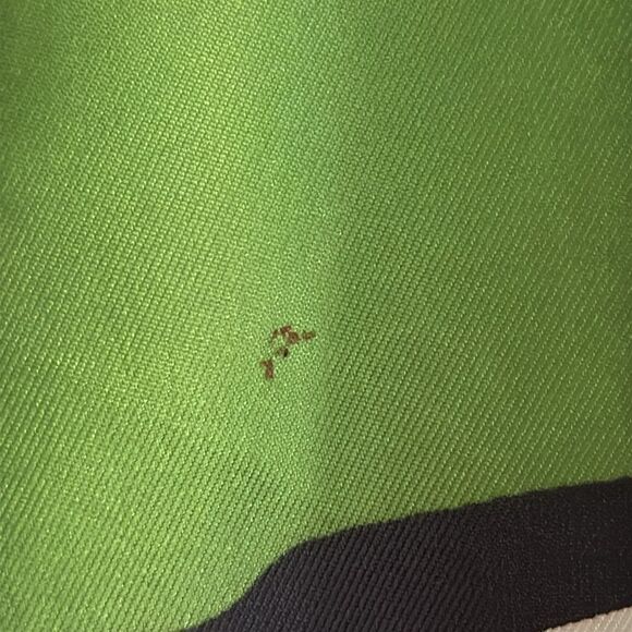 Vtg mid century mod white, black & green print square polyester rectangle scarf - Picture 5 of 9